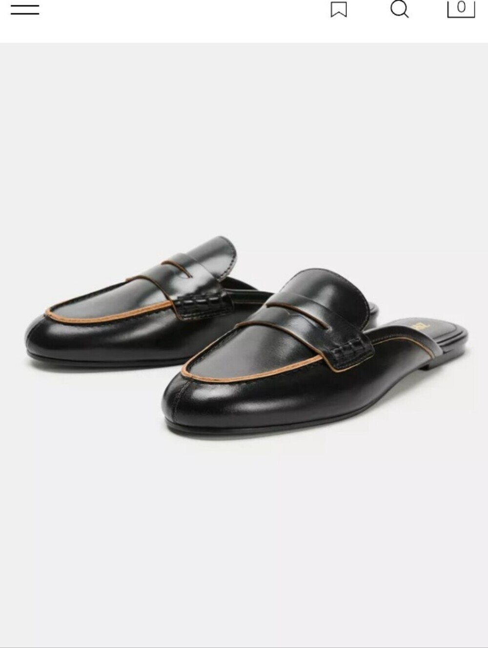 Zara Black Slip-On Leather Loafer Mules